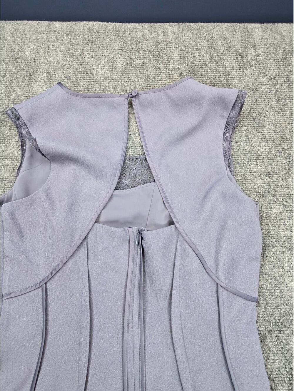 Reiss Lavender Midi Dress Womens US 6 Lace Inset Sheath Cocktail Sleeveless - Picture 7 of 7